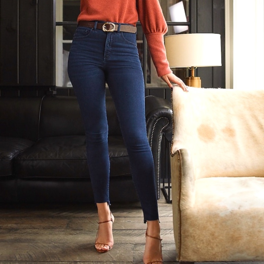 Express high rise skinny step hem jeans